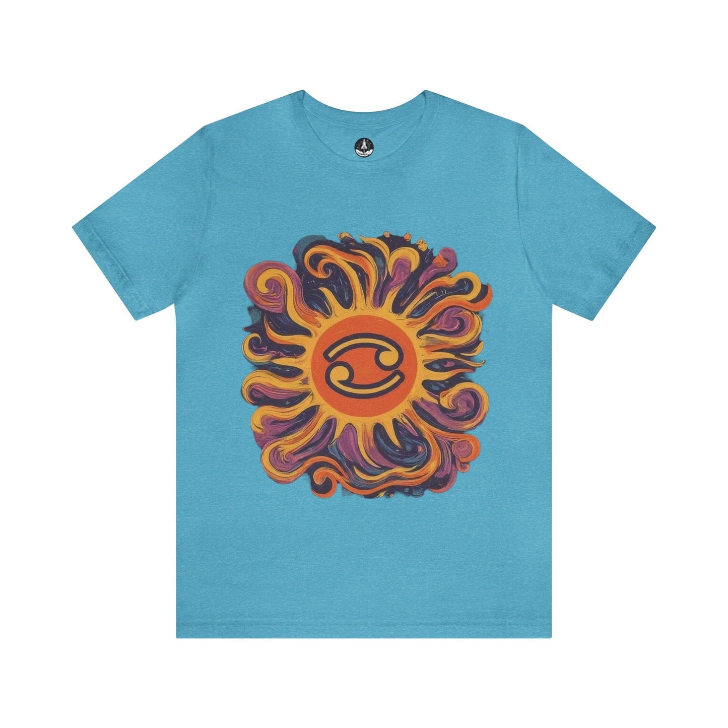 T-Shirt Heather Aqua / S Cancer Cosmic Swirl T-Shirt: Embrace the Celestial Tide