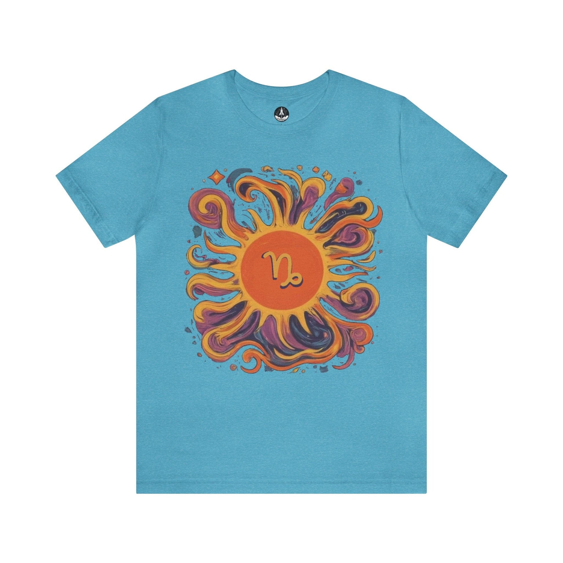T-Shirt Heather Aqua / S Capricorn Solar Swirl Soft T-Shirt: Grounded Radiance