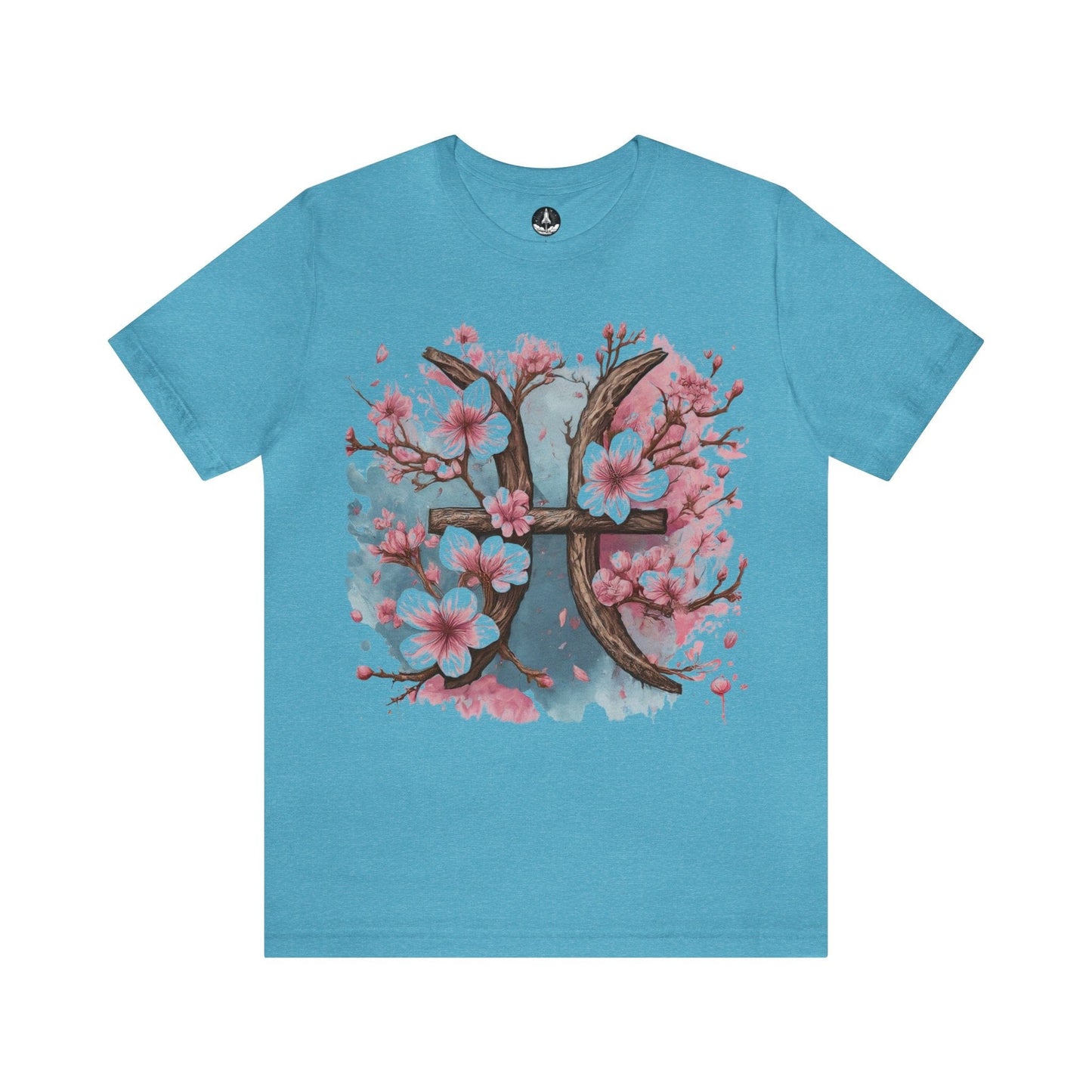 T-Shirt Heather Aqua / S Cherry Blossom Pisces T-Shirt
