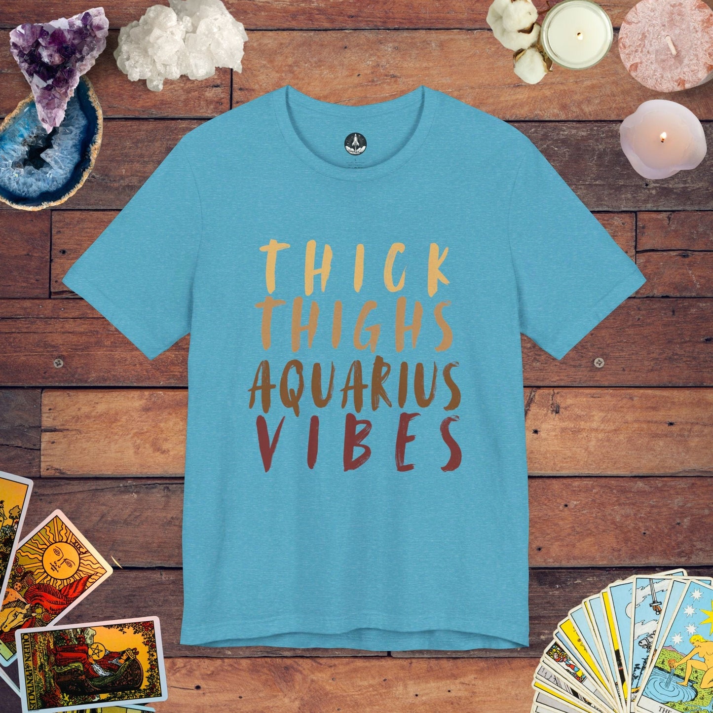 T-Shirt Heather Aqua / S Thick Thighs Aquarius Vibes T-Shirt