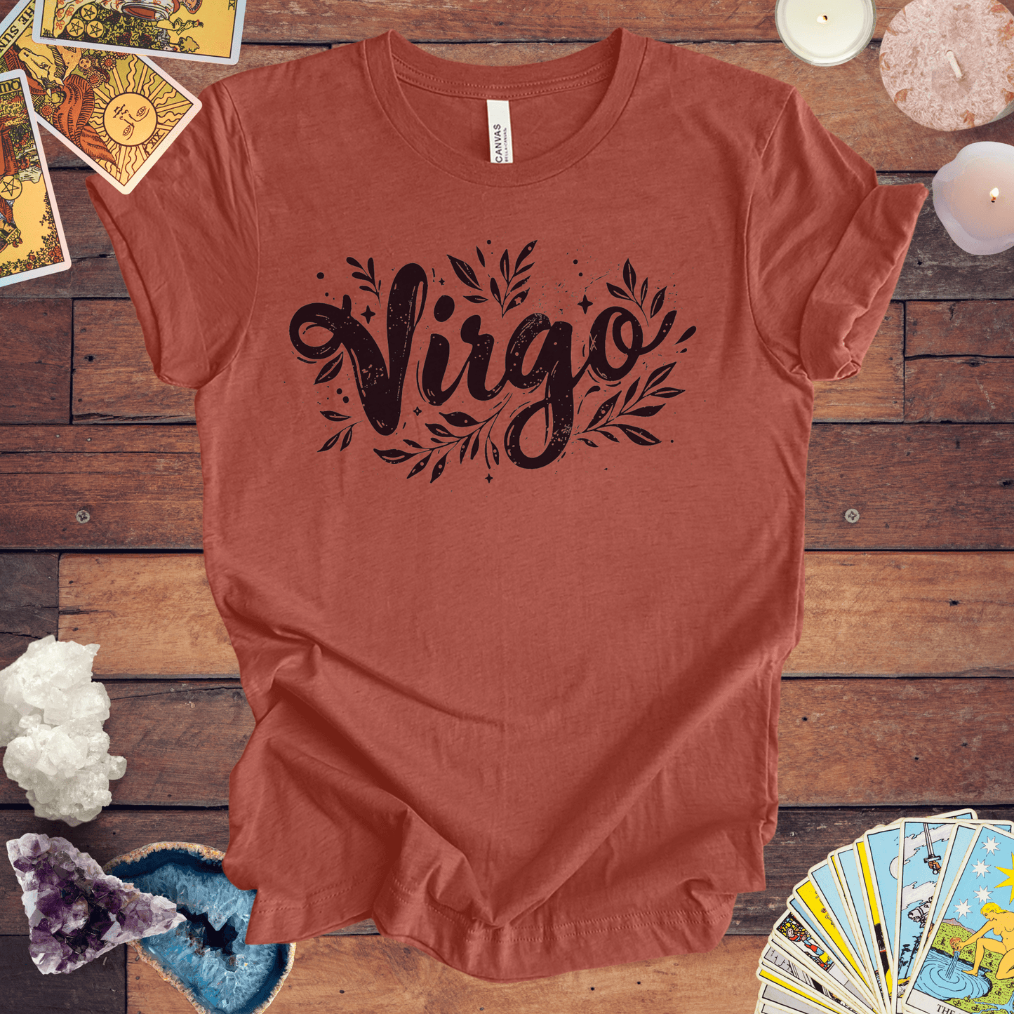 T-Shirt Heather Clay / S Ink Splattered Virtue Virgo TShirt: Artistic Precision