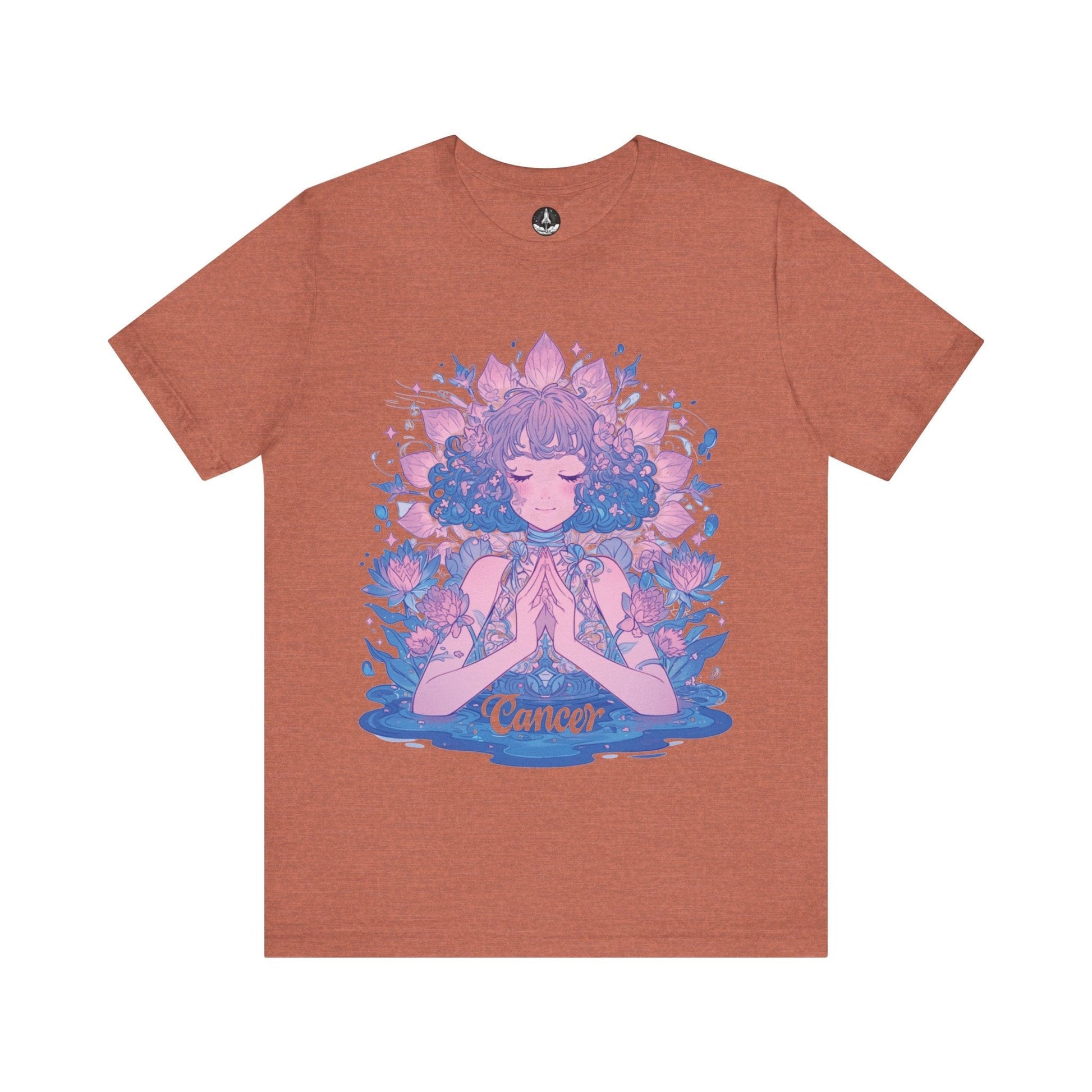 T-Shirt Heather Clay / S Lunar Bloom Cancer TShirt: Serenity in the Stars