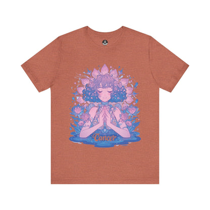 T-Shirt Heather Clay / S Lunar Bloom Cancer TShirt: Serenity in the Stars