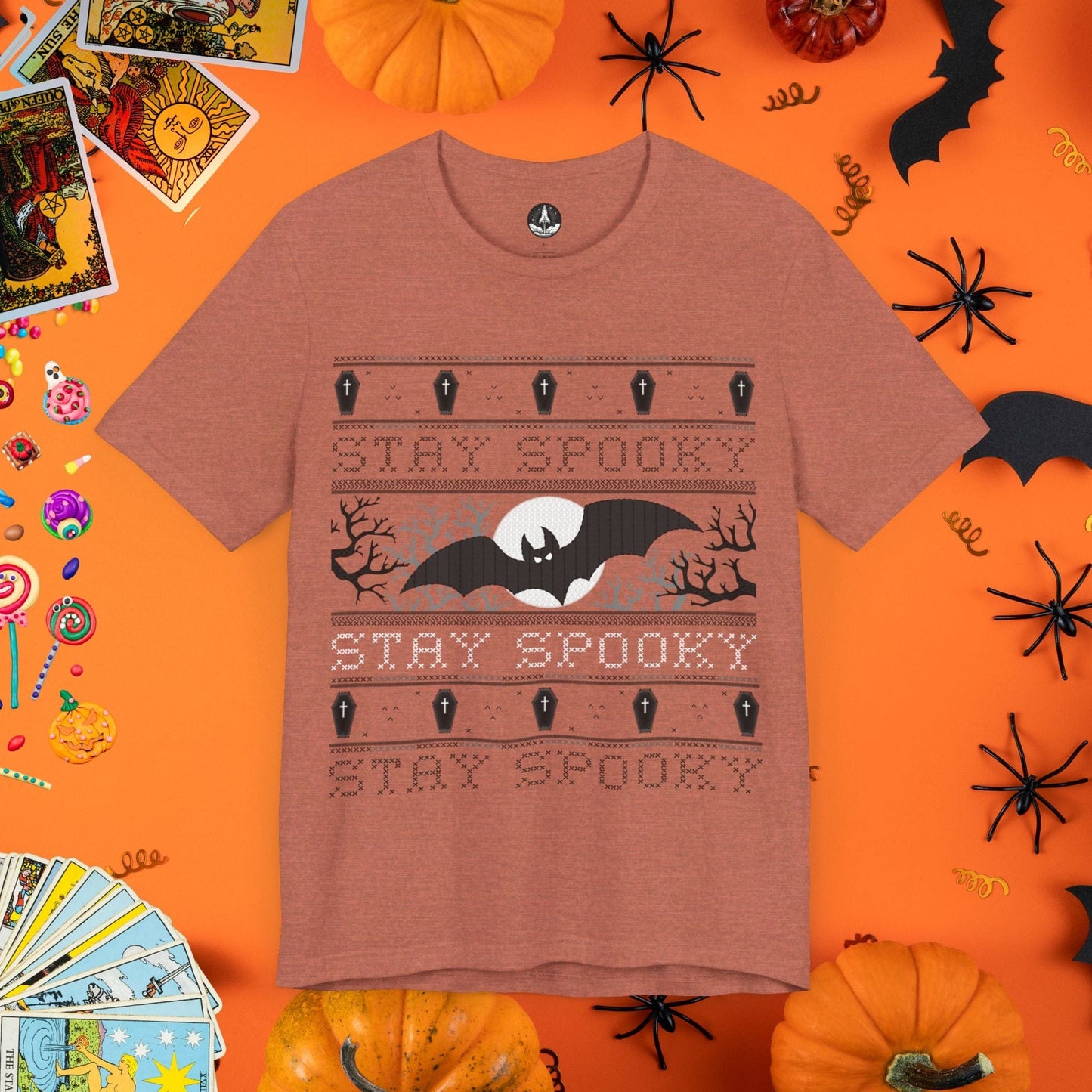 T-Shirt Heather Clay / S Stay Spooky - Halloween Ugly Sweater T-Shirt - Halloween Limited Edition