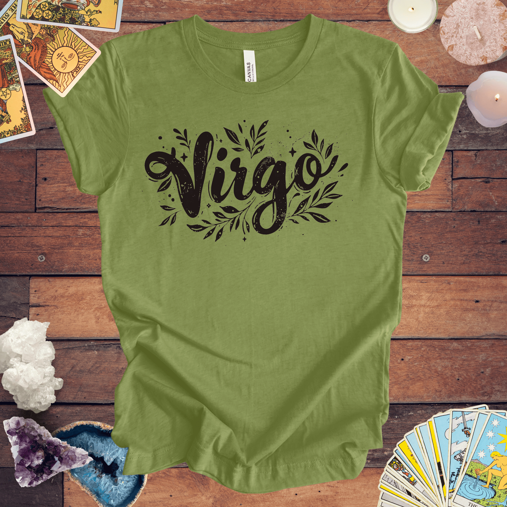 T-Shirt Heather Green / S Ink Splattered Virtue Virgo TShirt: Artistic Precision