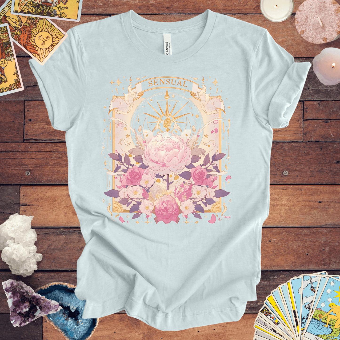 T-Shirt Heather Ice Blue / S Astrological Taurus: The Sensual Venus T-Shirt