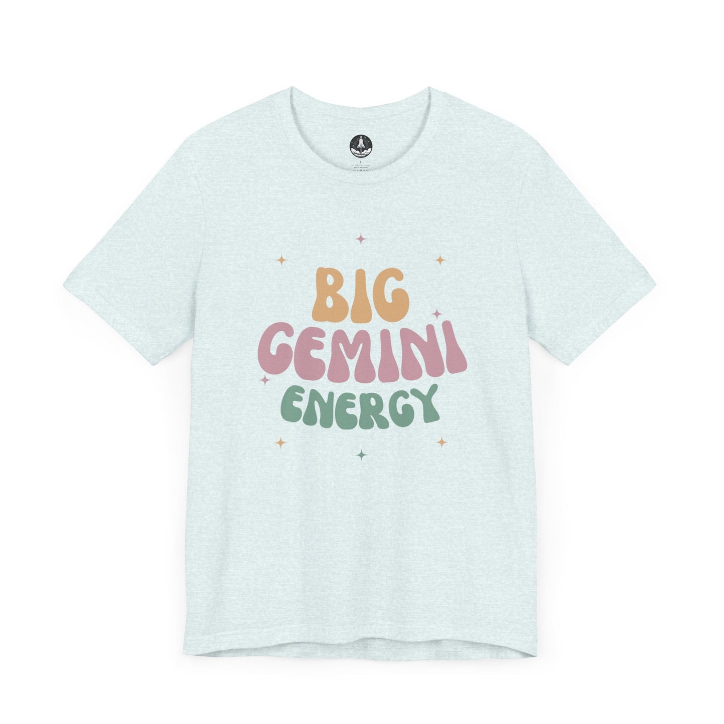 T-Shirt Heather Ice Blue / S Big Gemini Energy T-Shirt: Vibrant Zodiac Apparel for Astrology Lovers