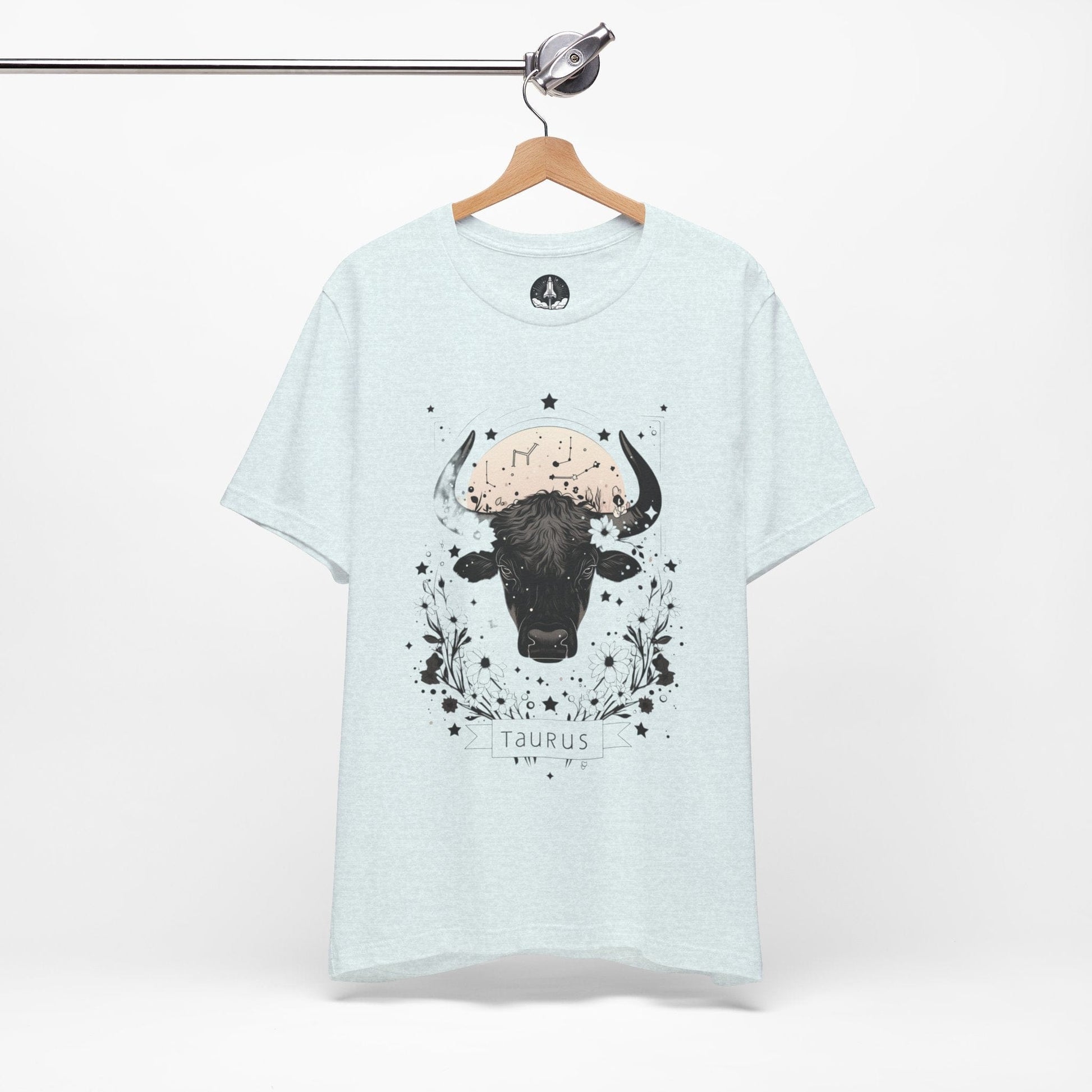 T-Shirt Heather Ice Blue / S Floral Strength: Taurus Tarot Card T-Shirt