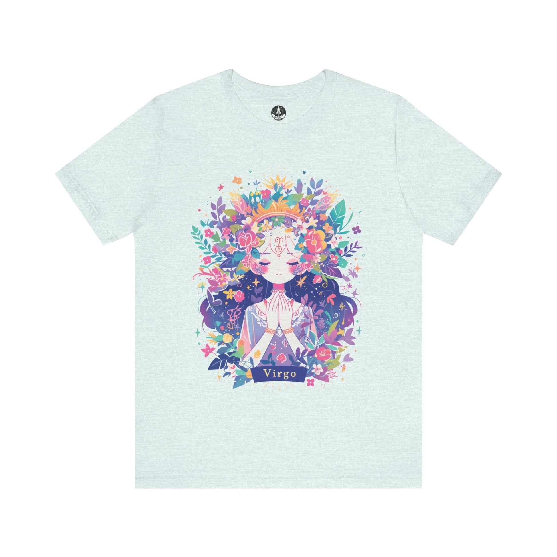 T-Shirt Heather Ice Blue / S Neon Blossom Virgo TShirt: Luminous Purity