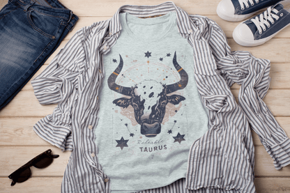 T-Shirt Heather Ice Blue / S Reliable: Taurus Tarot Card T-Shirt