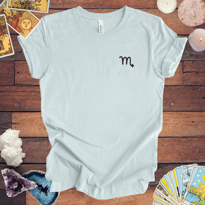 T-Shirt Heather Ice Blue / S Scorpio Zodiac Cipher T-Shirt: Unveil Your Mystery with Elegant Minimalism