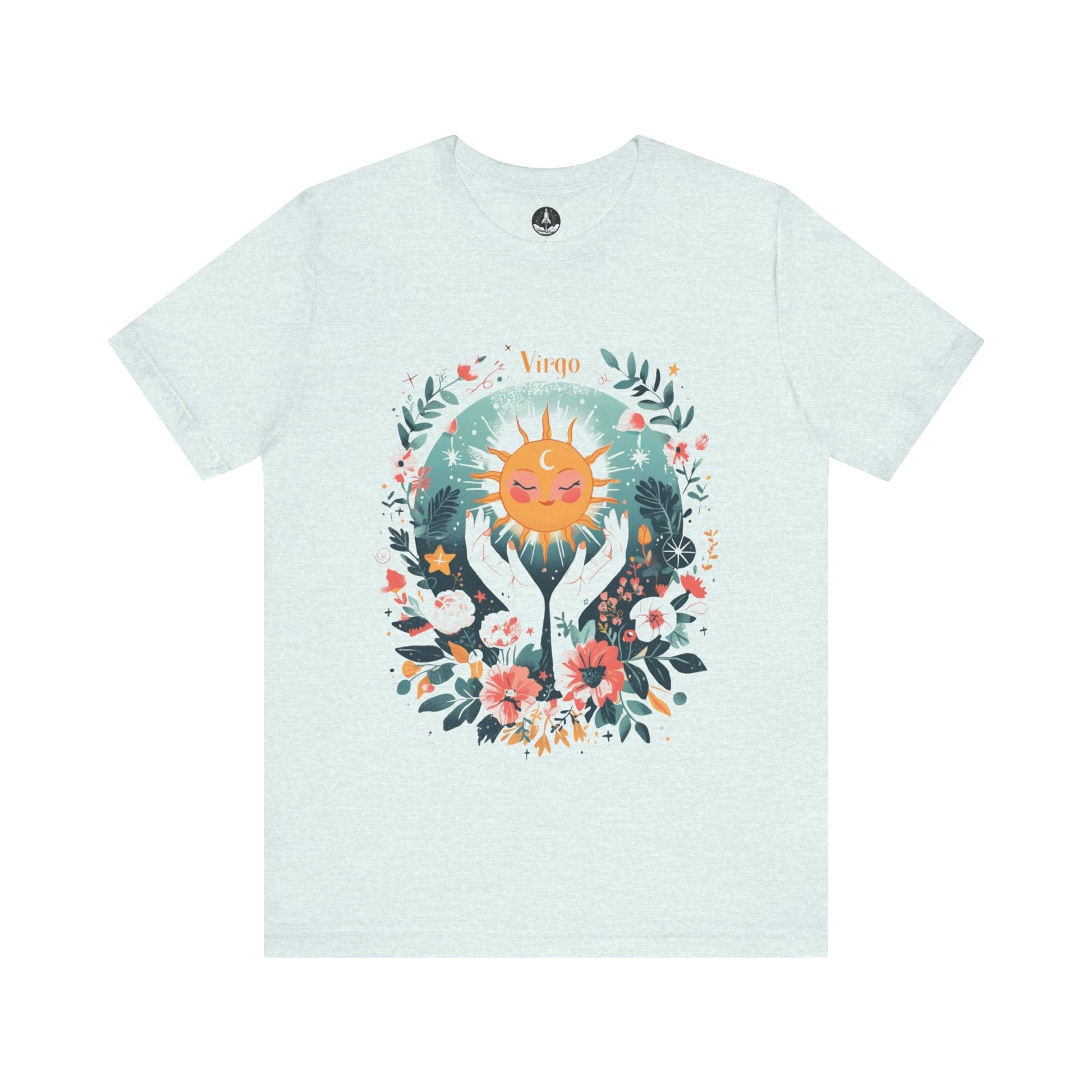 T-Shirt Heather Ice Blue / S Sunlit Maiden Virgo TShirt: Blossoming with Detail
