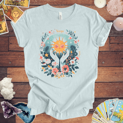 T-Shirt Heather Ice Blue / S Sunlit Maiden Virgo TShirt: Blossoming with Detail