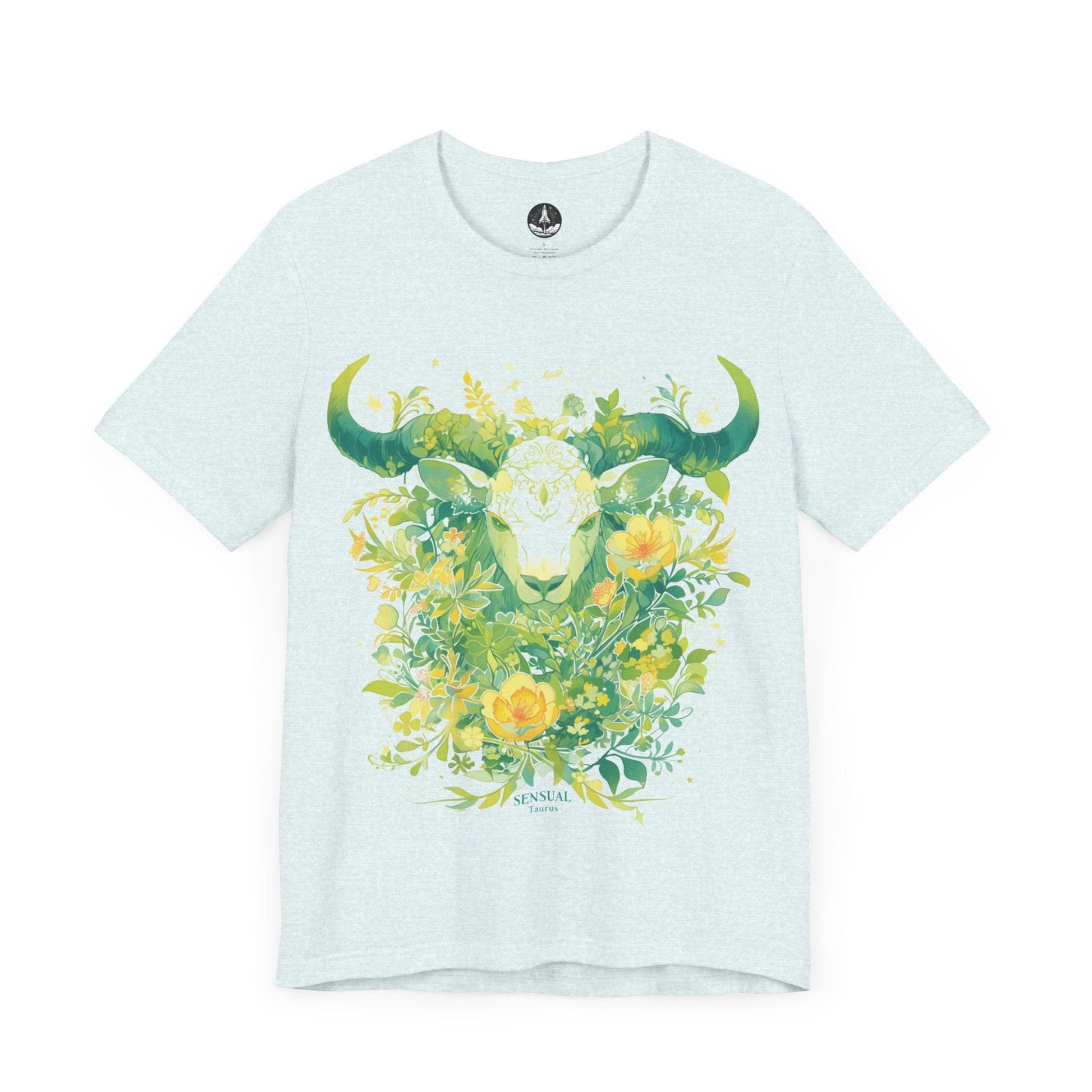 T-Shirt Heather Ice Blue / S Taurus in Bloom: Astrology Garden T-Shirt