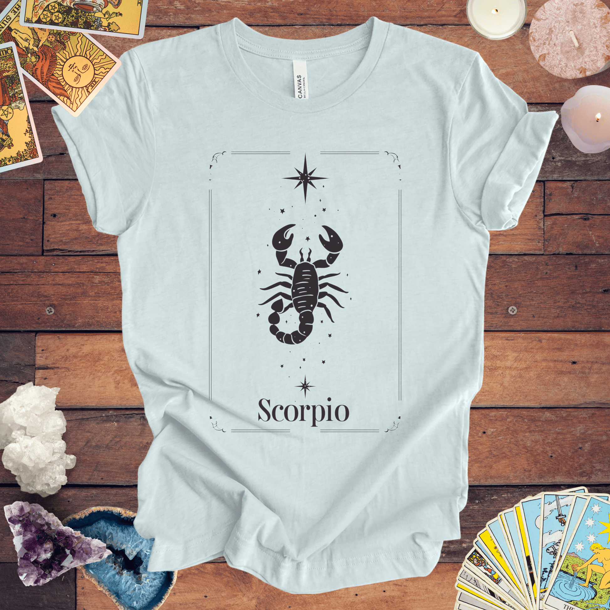 T-Shirt Heather Ice Blue / S The Intense Stinger: Scorpio Tarot Card T-Shirt