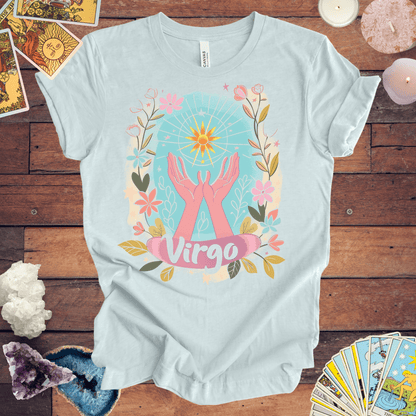 T-Shirt Heather Ice Blue / S Virgo's Bloom TShirt: Nurturing Nature's Beauty