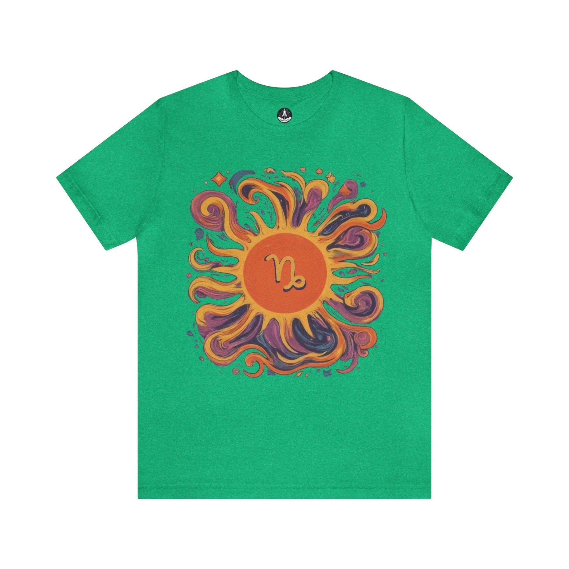 T-Shirt Heather Kelly / S Capricorn Solar Swirl Soft T-Shirt: Grounded Radiance