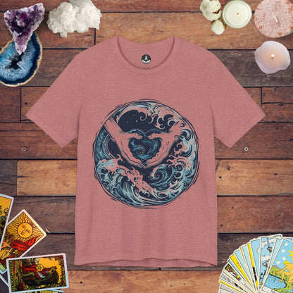 T-Shirt Heather Mauve / S Aquarian Currents T-Shirt: Ride the Wave