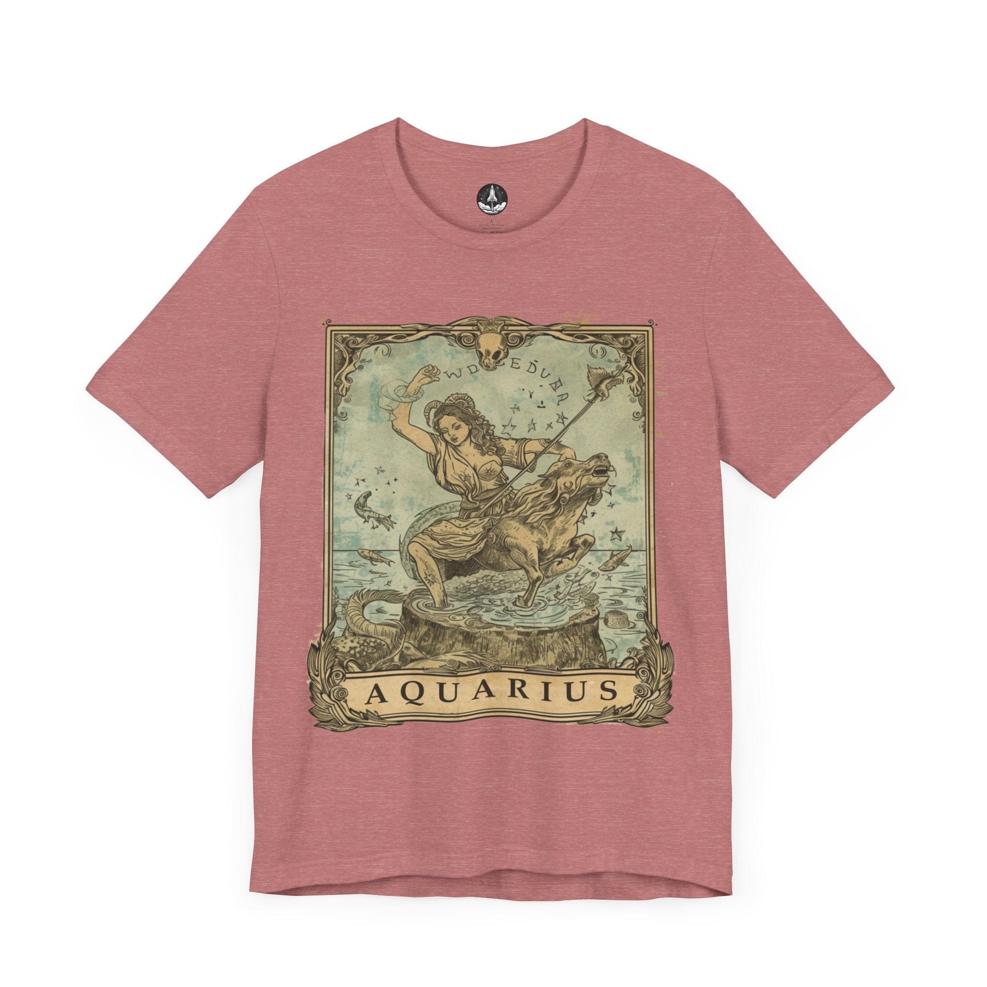 T-Shirt Heather Mauve / S Aquarius Odyssey T-Shirt: Navigating Mystical Seas with Boundless Spirit