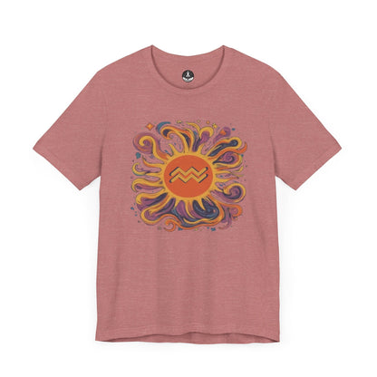 T-Shirt Heather Mauve / S Aquarius Solar Flair T-Shirt: Shine in Zodiac Fashion