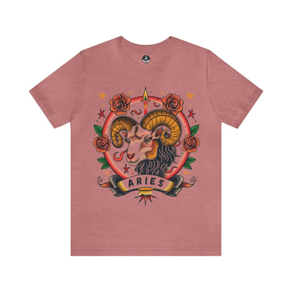T-Shirt Heather Mauve / S Bold Aries Zodiac Tee - Premium Cotton Astrology T-Shirt