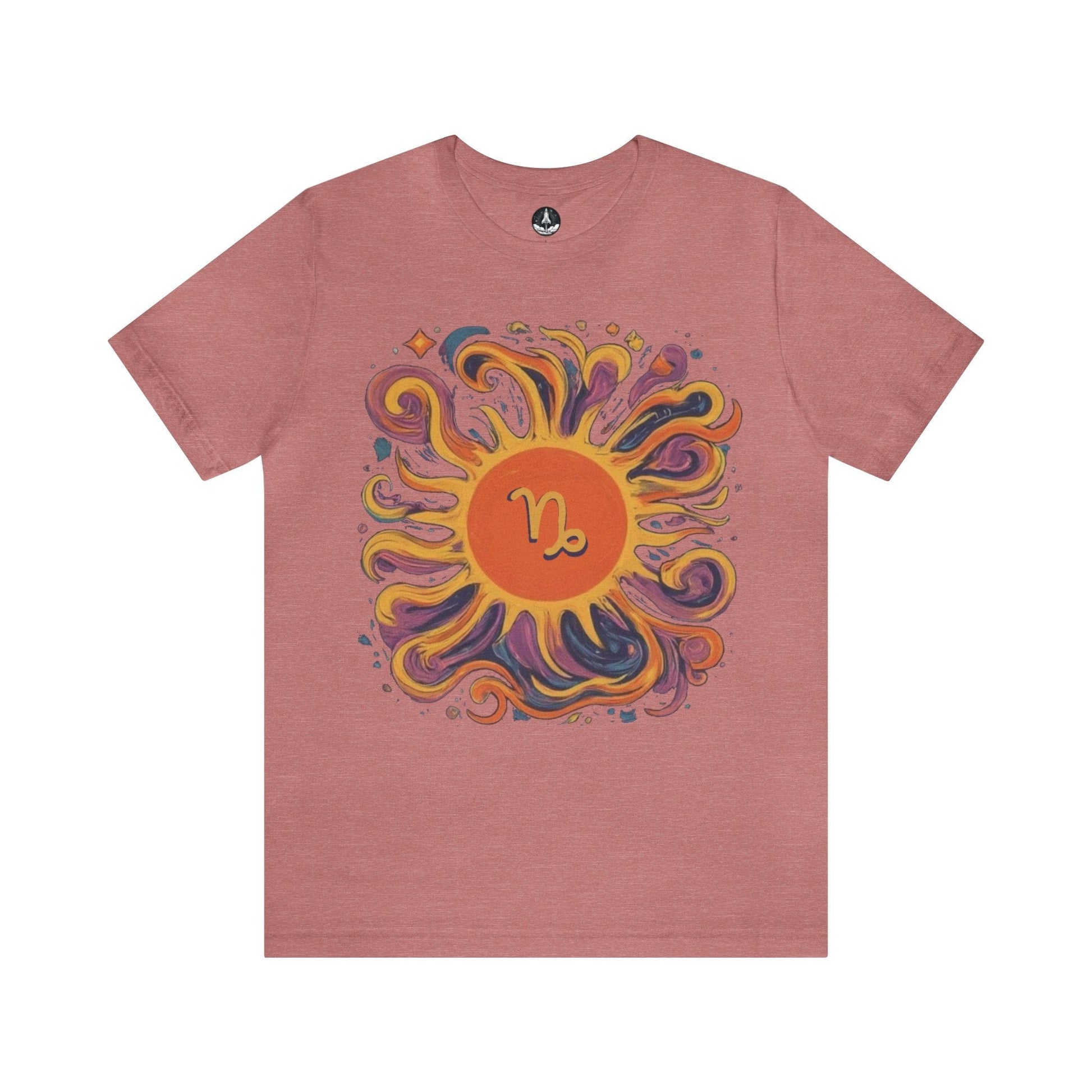 T-Shirt Heather Mauve / S Capricorn Solar Swirl Soft T-Shirt: Grounded Radiance
