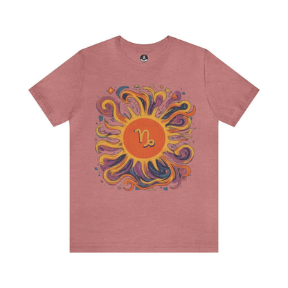 T-Shirt Heather Mauve / S Capricorn Solar Swirl Soft T-Shirt: Grounded Radiance