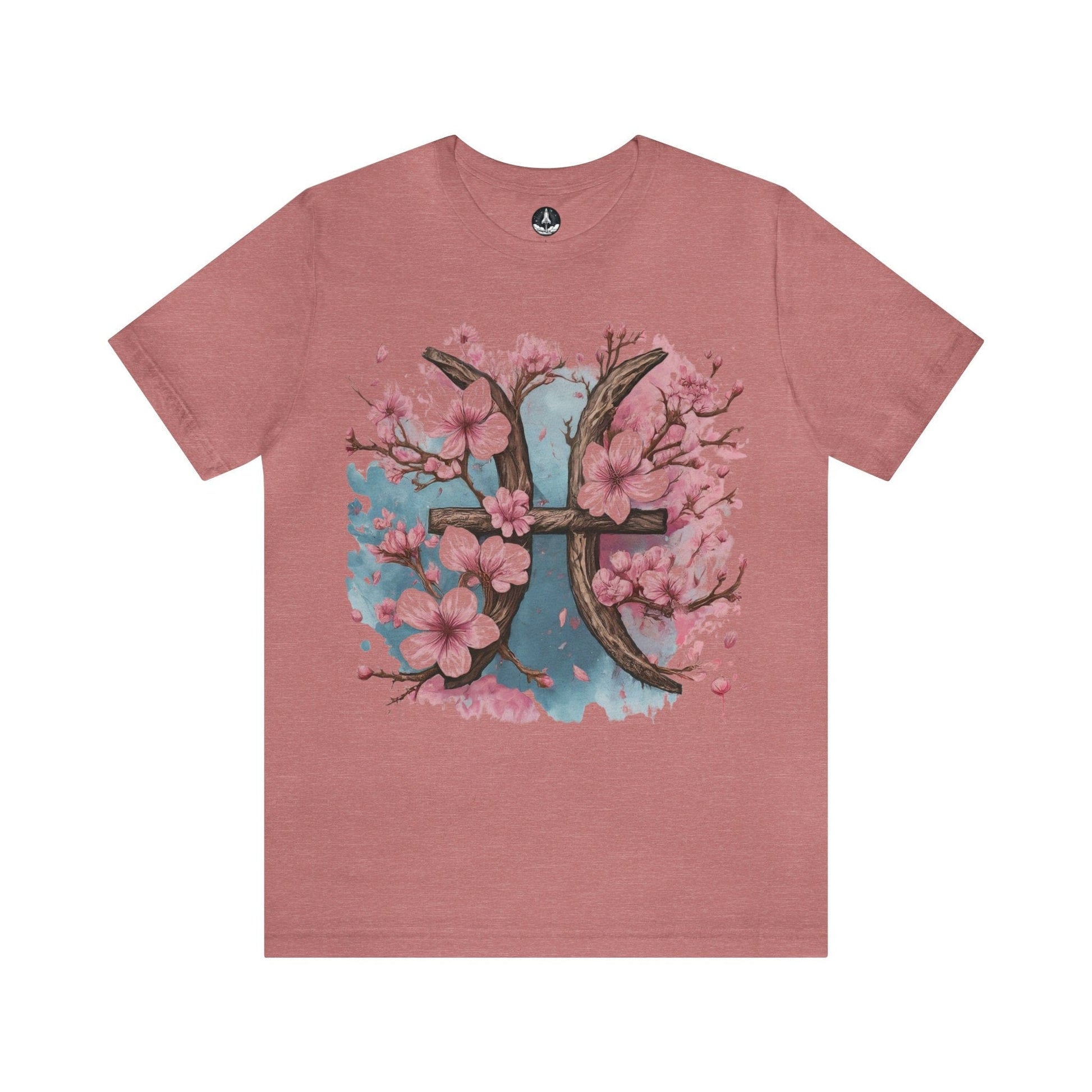 T-Shirt Heather Mauve / S Cherry Blossom Pisces T-Shirt