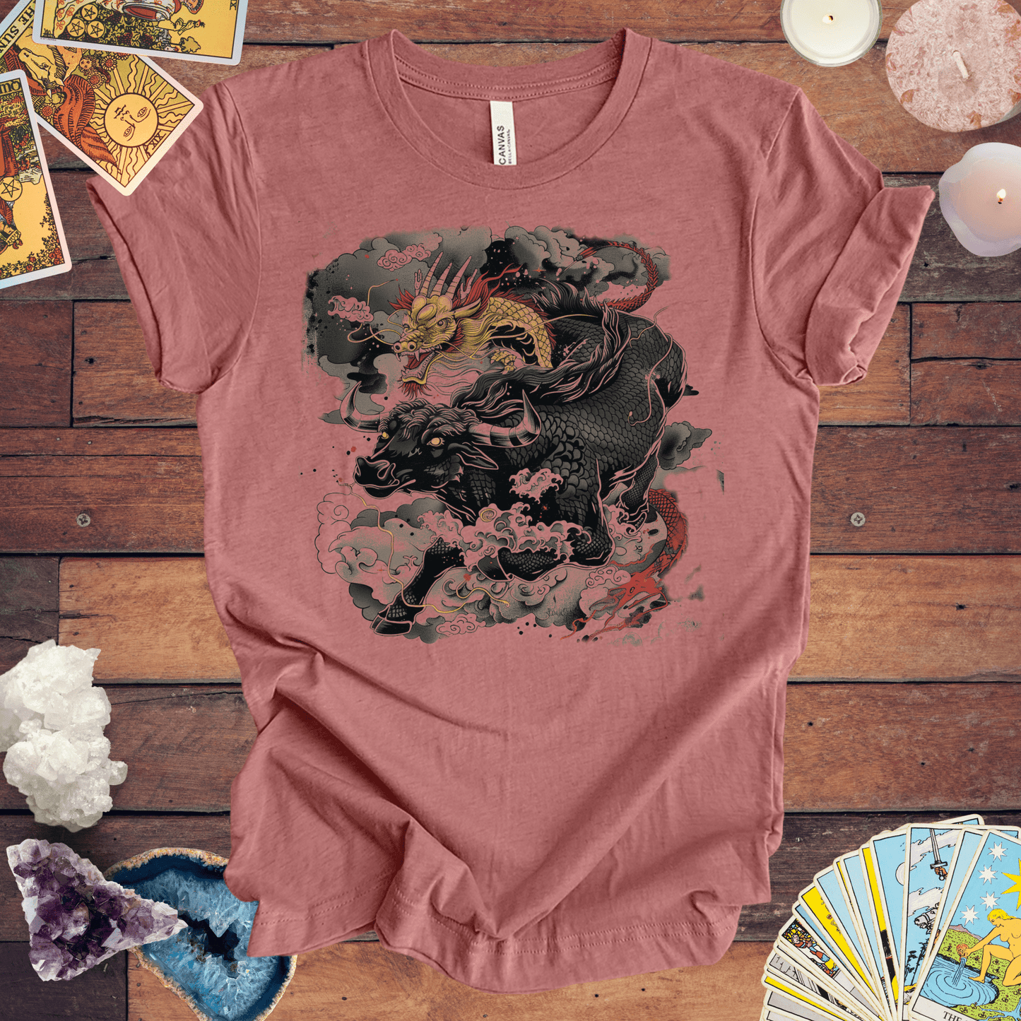 T-Shirt Heather Mauve / S Eastern Mythos Dragon-Bull T-Shirt: Legendary Power