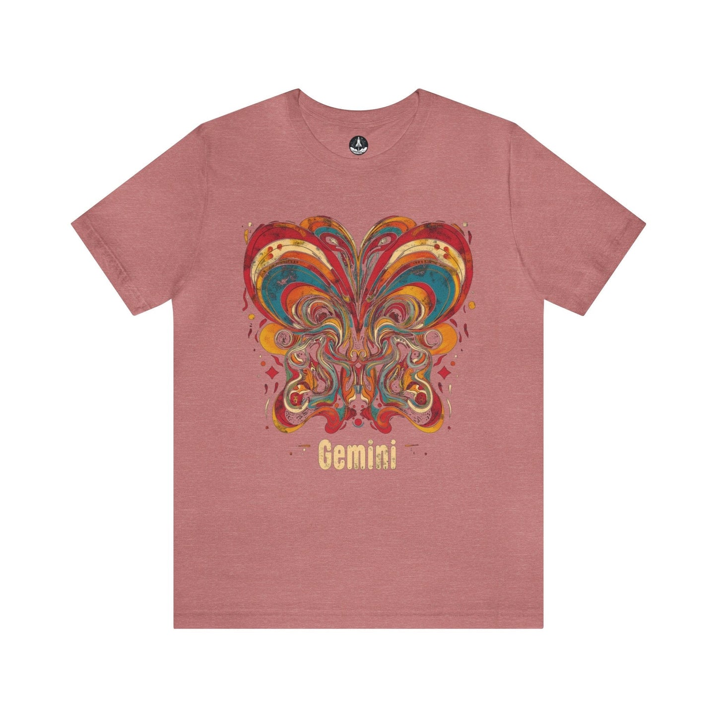 T-Shirt Heather Mauve / S Gemini Abstract Essence T-Shirt: A Vivid Canvas of Duality