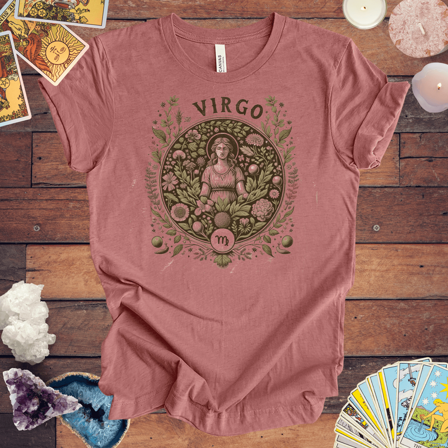 T-Shirt Heather Mauve / S Herbalist's Dream: Virgo Tarot Card T-Shirt