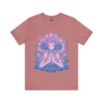 T-Shirt Heather Mauve / S Lunar Bloom Cancer TShirt: Serenity in the Stars