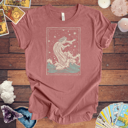 T-Shirt Heather Mauve / S Mystical Innovation for the Visionary: Aquarius Tarot Card T-Shirt