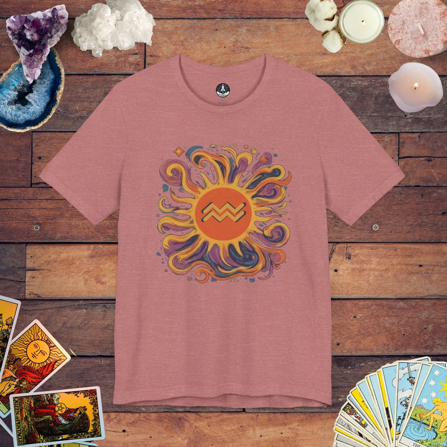 T-Shirt Heather Mauve / S Solar Flair Aquarius T-Shirt: Radiate Your Aquarius Essence