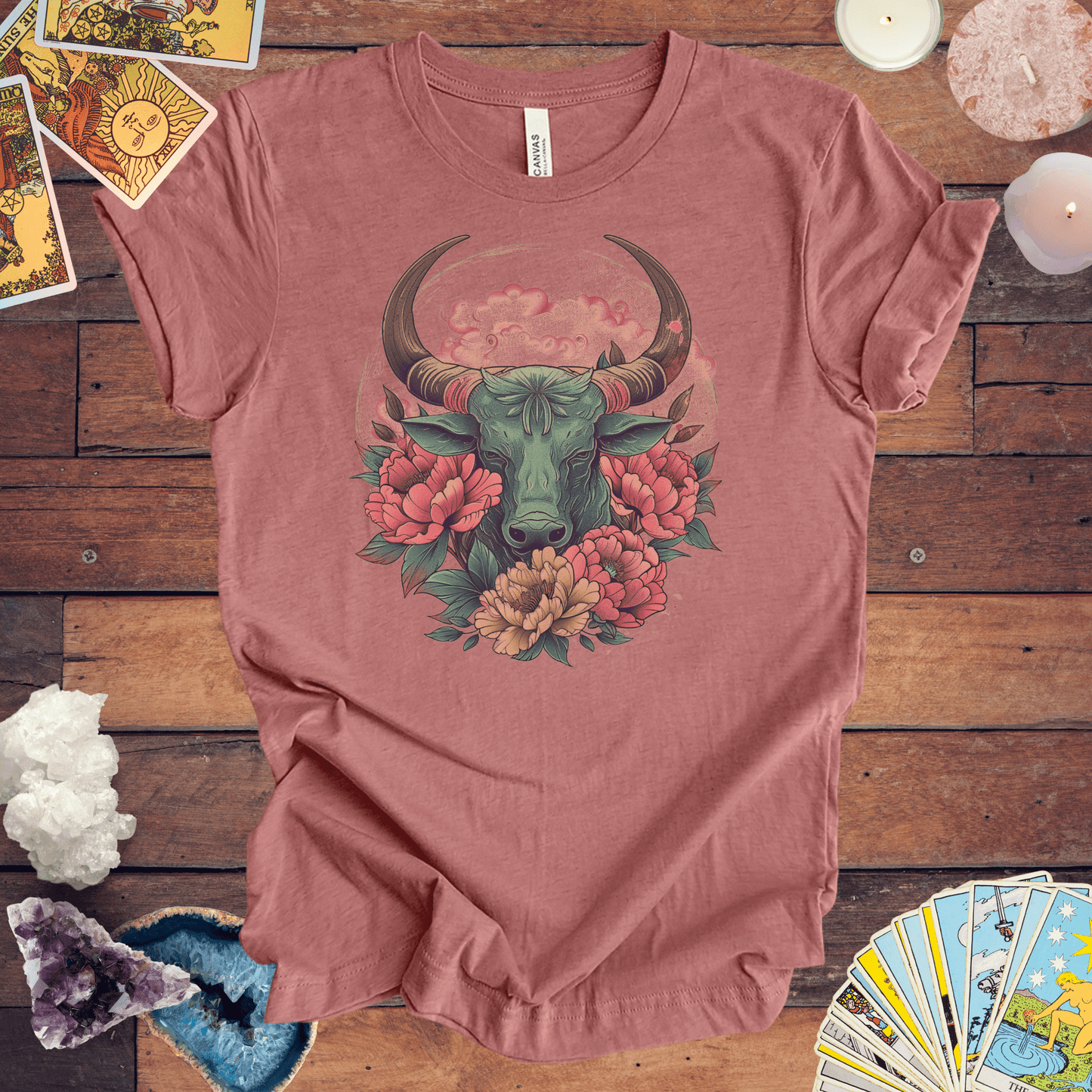 T-Shirt Heather Mauve / S Taurus Floral Majesty T-Shirt