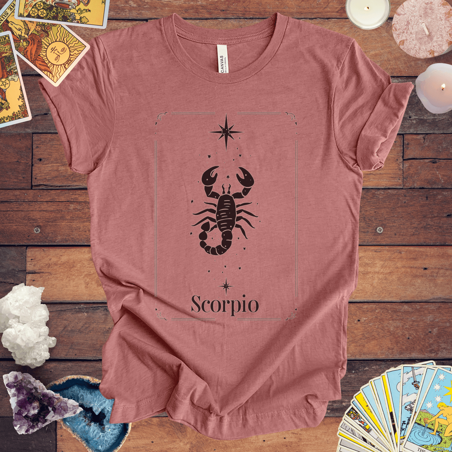 T-Shirt Heather Mauve / S The Intense Stinger: Scorpio Tarot Card T-Shirt