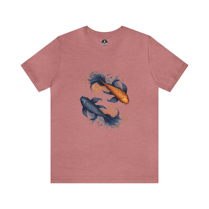 T-Shirt Heather Mauve / S Traditional Pisces Koi T-Shirt