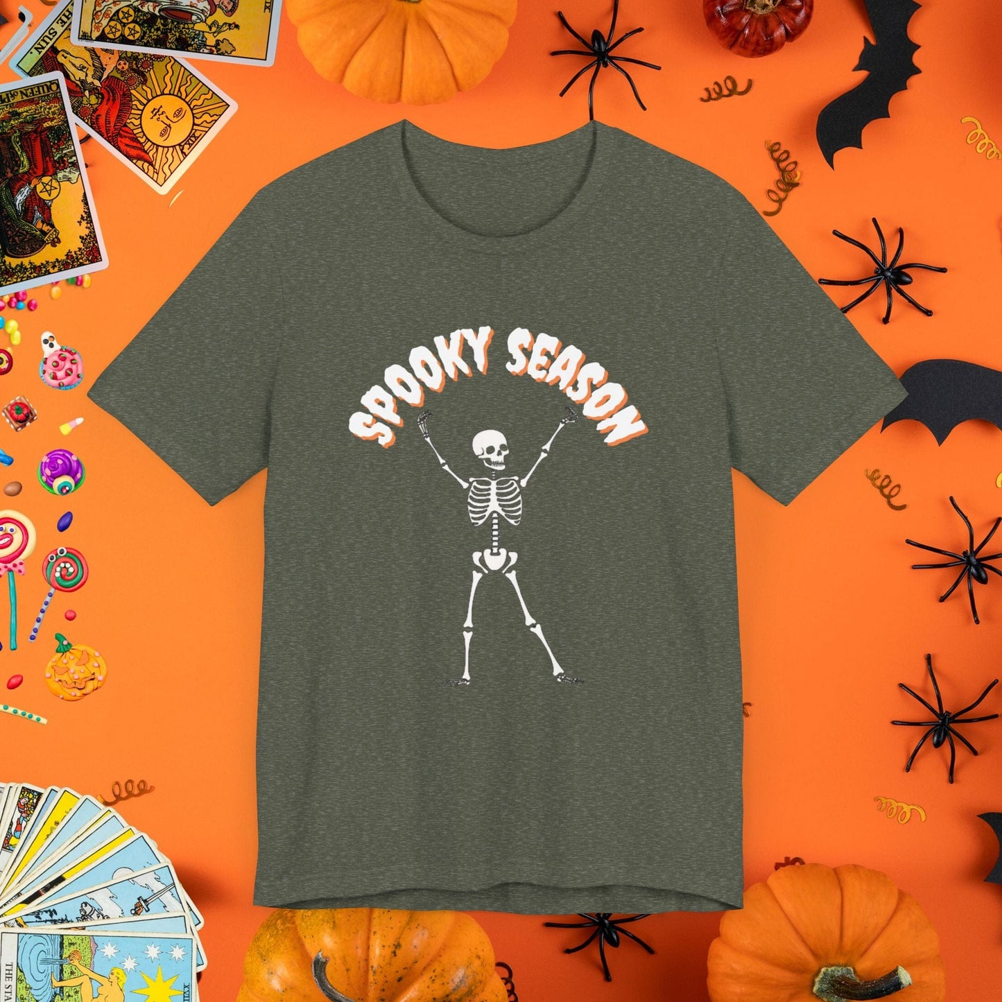 T-Shirt Heather Military Green / XS Skeleton Dance Halloween T-Shirt - Halloween Limited Edition