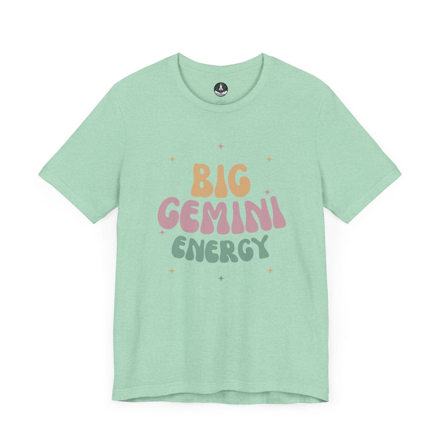T-Shirt Heather Mint / S Big Gemini Energy T-Shirt: Vibrant Zodiac Apparel for Astrology Lovers