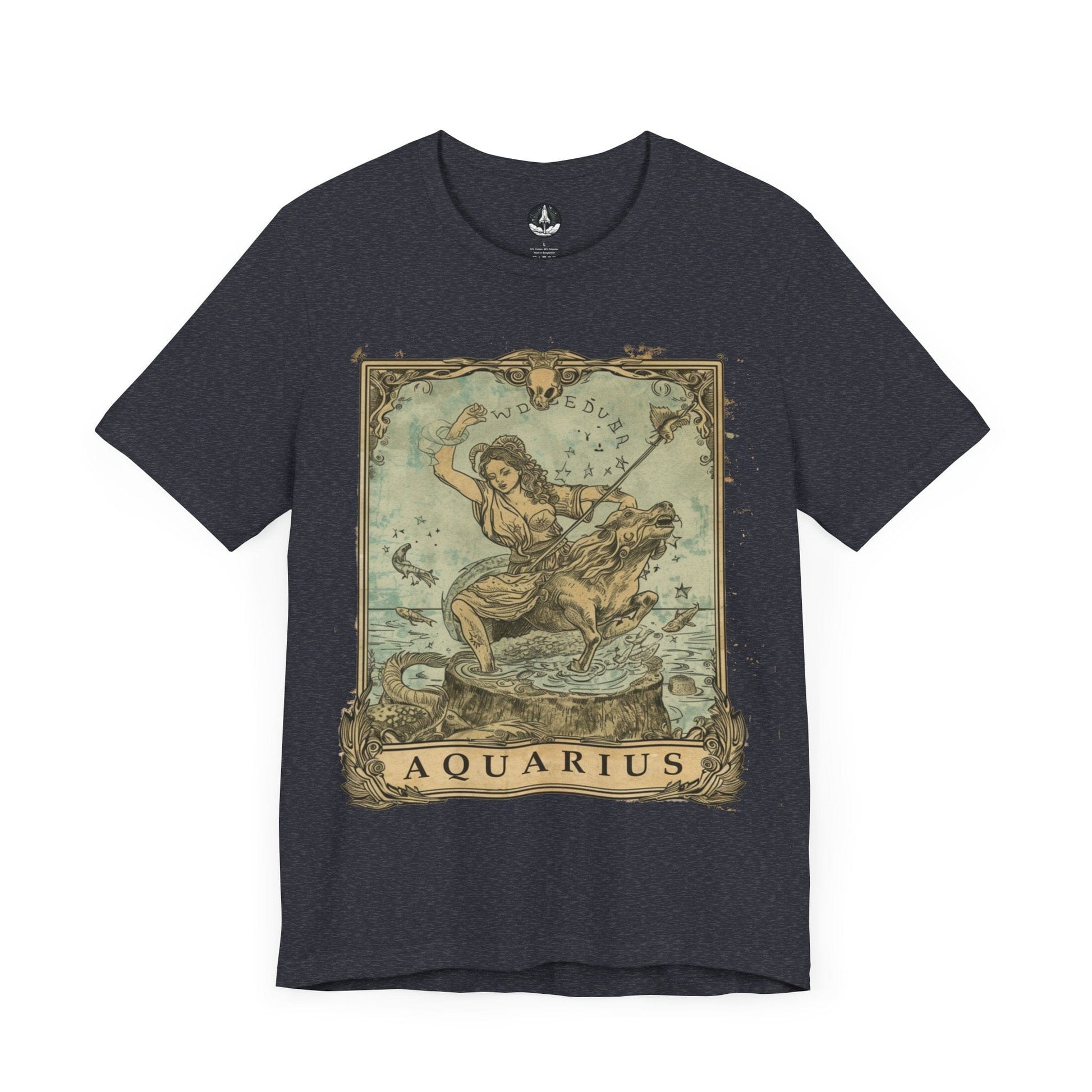 T-Shirt Heather Navy / S Aquarius Odyssey T-Shirt: Navigating Mystical Seas with Boundless Spirit