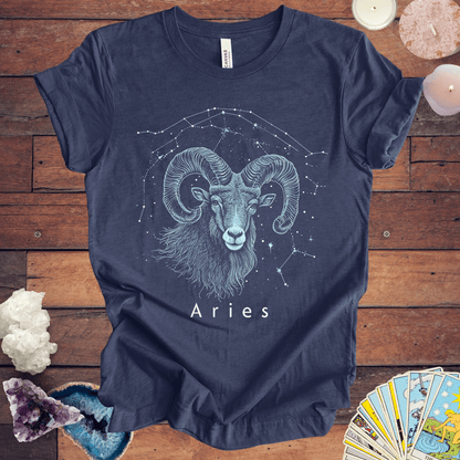 T-Shirt Heather Navy / S Aries Ascend T-Shirt: Eco-Friendly Zodiac Comfort | Unisex Astrology Tee