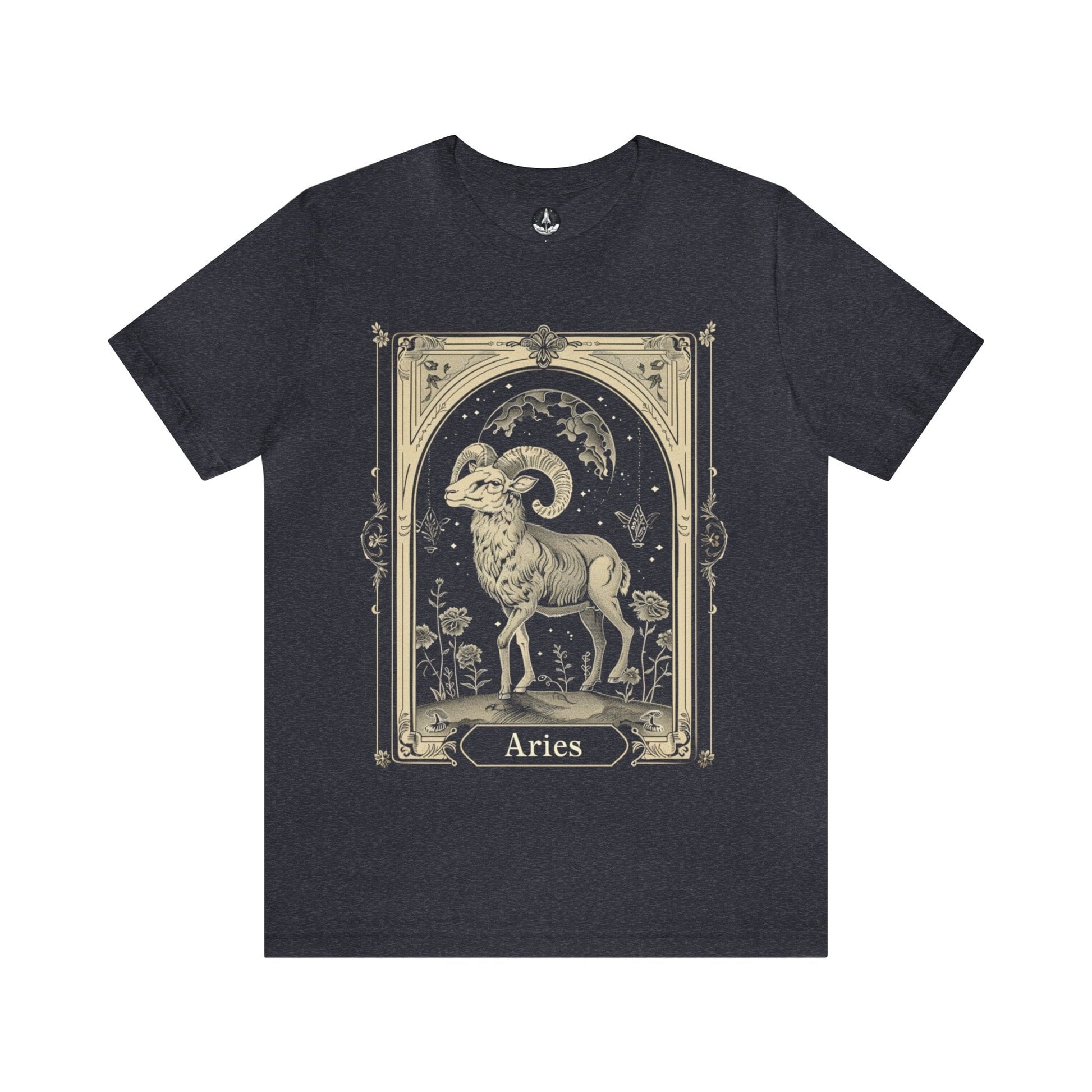 T-Shirt Heather Navy / S Aries Illustrated Tee: Channel the Ram's Strength