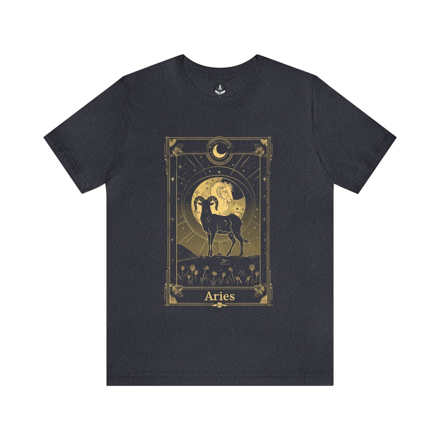 T-Shirt Heather Navy / S Aries Tarot Card TShirt: Unleash Your Inner Warrior Spirit