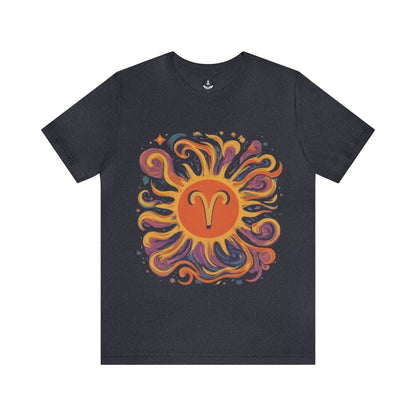 T-Shirt Heather Navy / S Aries Zodiac Blaze Soft T-Shirt: Ignite Your Wardrobe