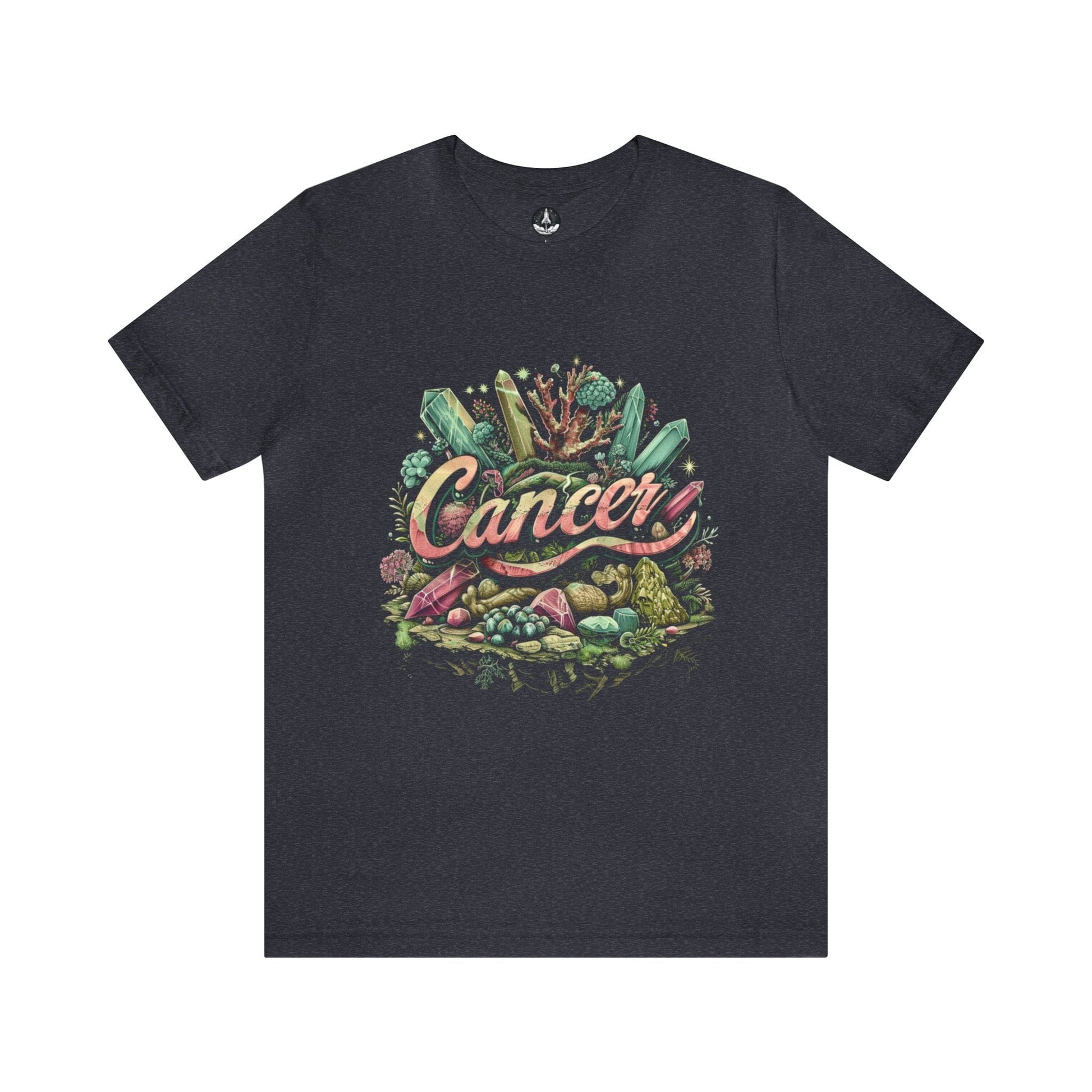 T-Shirt Heather Navy / S Cancer Healing Crystals T-Shirt: Embrace Your Nurturing Essence