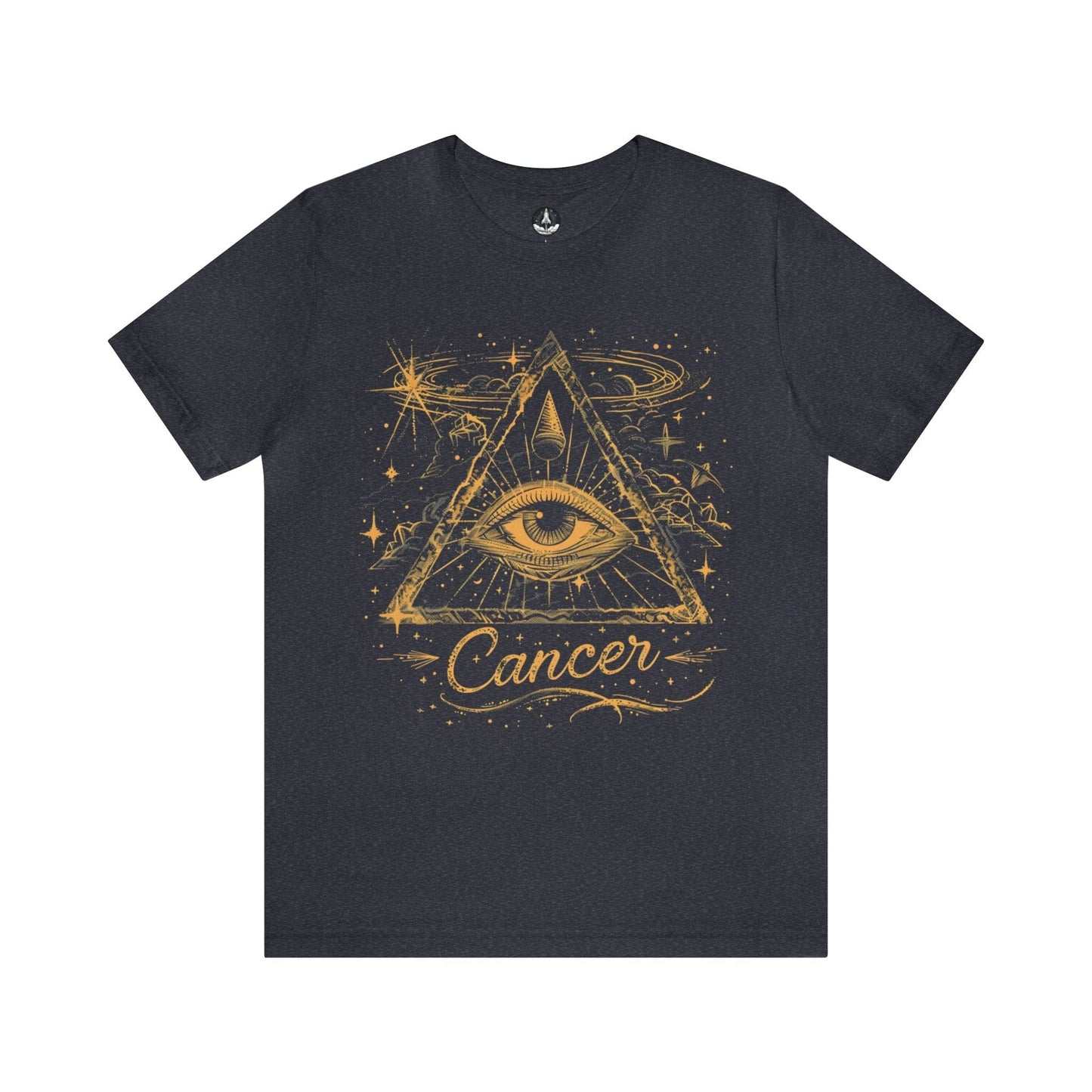 T-Shirt Heather Navy / S Cancer Intuitive Vision T-Shirt: Celestial Insight in Gold and Indigo