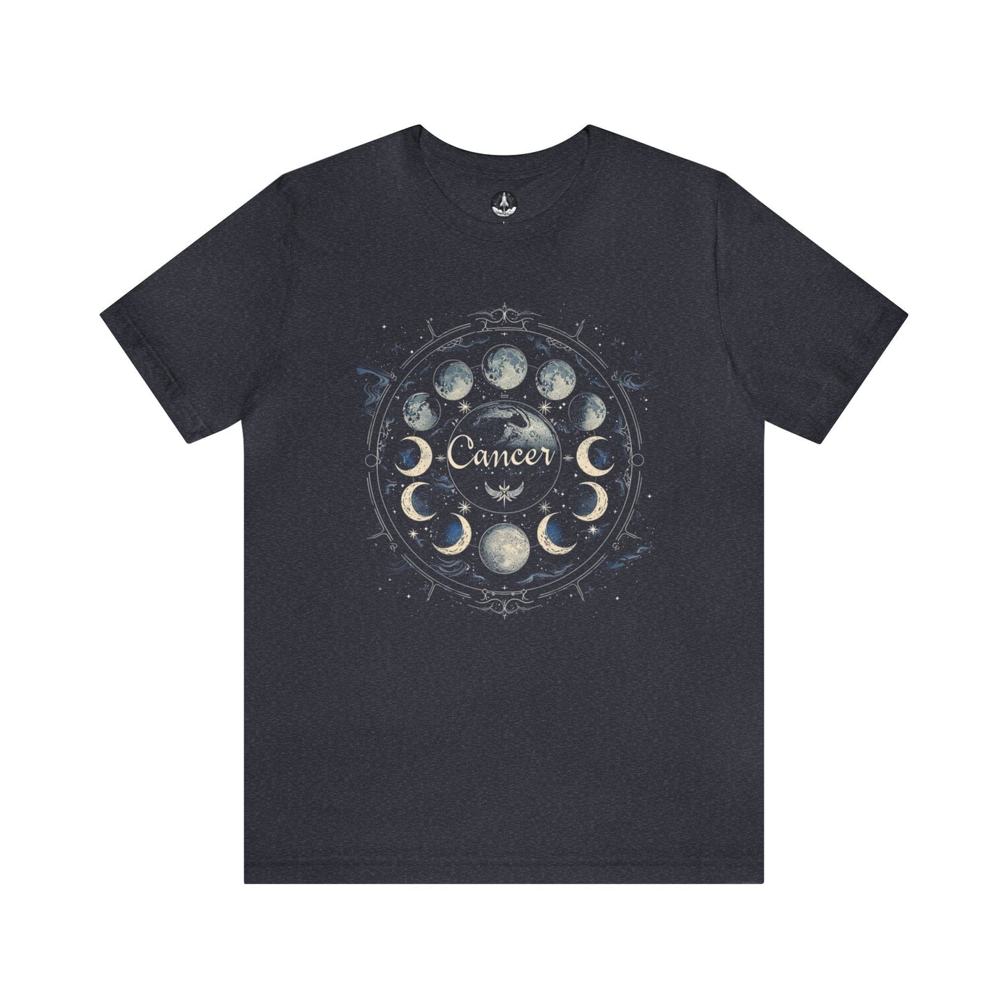 T-Shirt Heather Navy / S Cancer Zodiac Lunar Cycle T-Shirt: Embrace the Moon's Journey