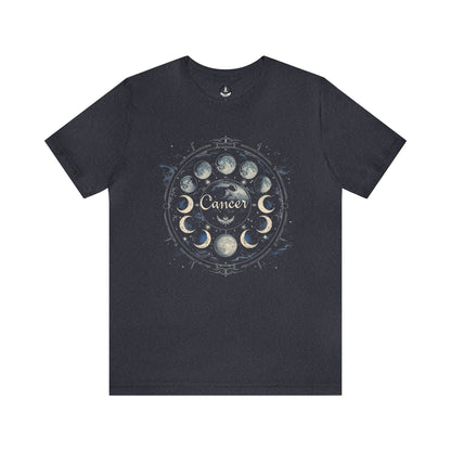 T-Shirt Heather Navy / S Cancer Zodiac Lunar Cycle T-Shirt: Embrace the Moon's Journey