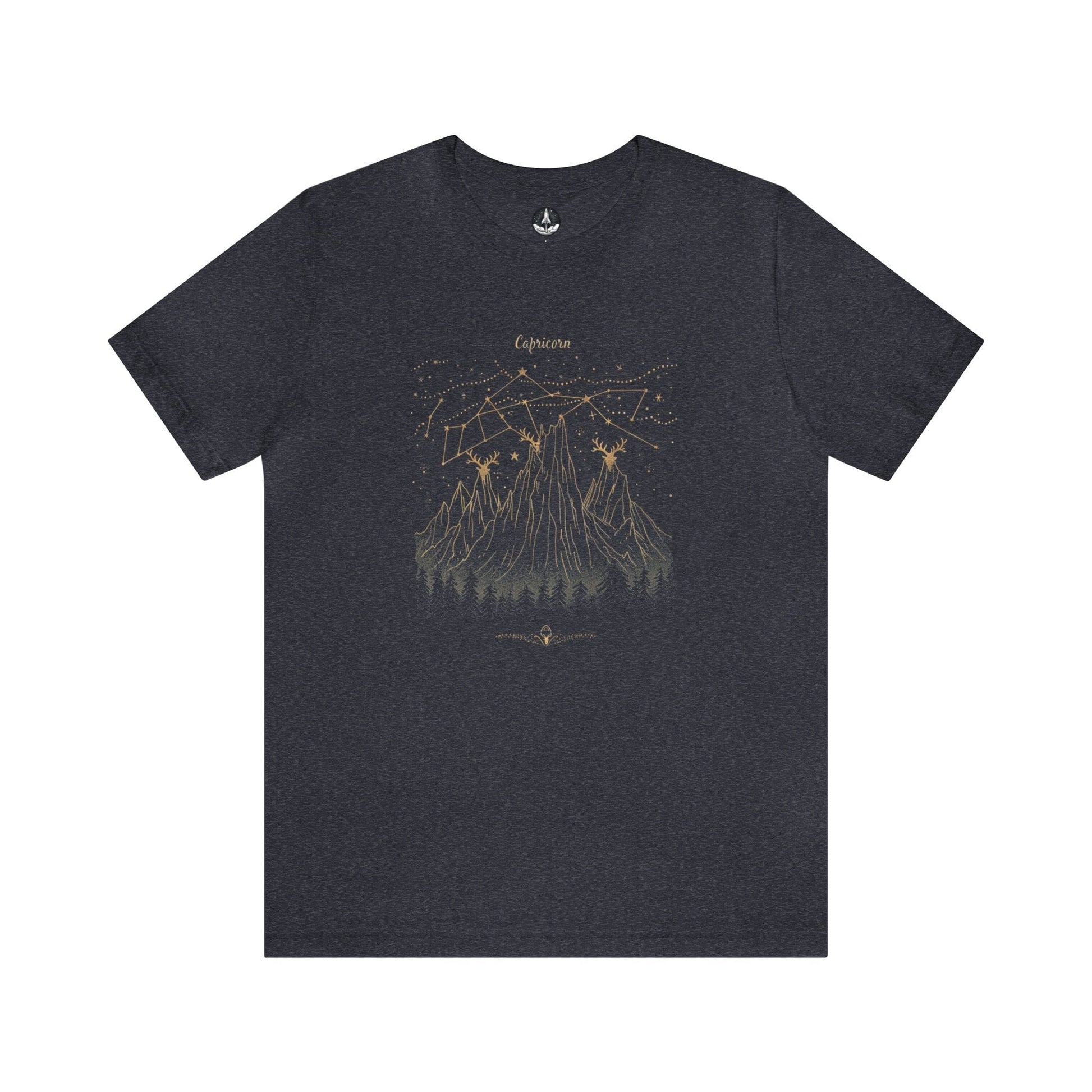 T-Shirt Heather Navy / S Capricorn Mountain Constellation T-Shirt: Reach New Peaks