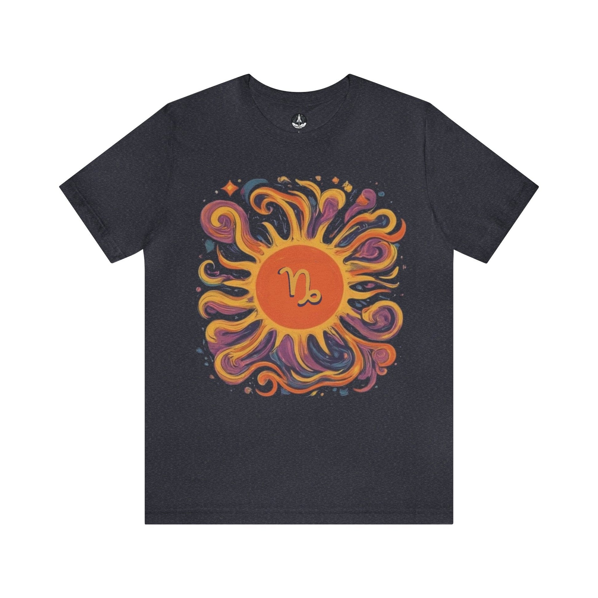 T-Shirt Heather Navy / S Capricorn Solar Swirl Soft T-Shirt: Grounded Radiance